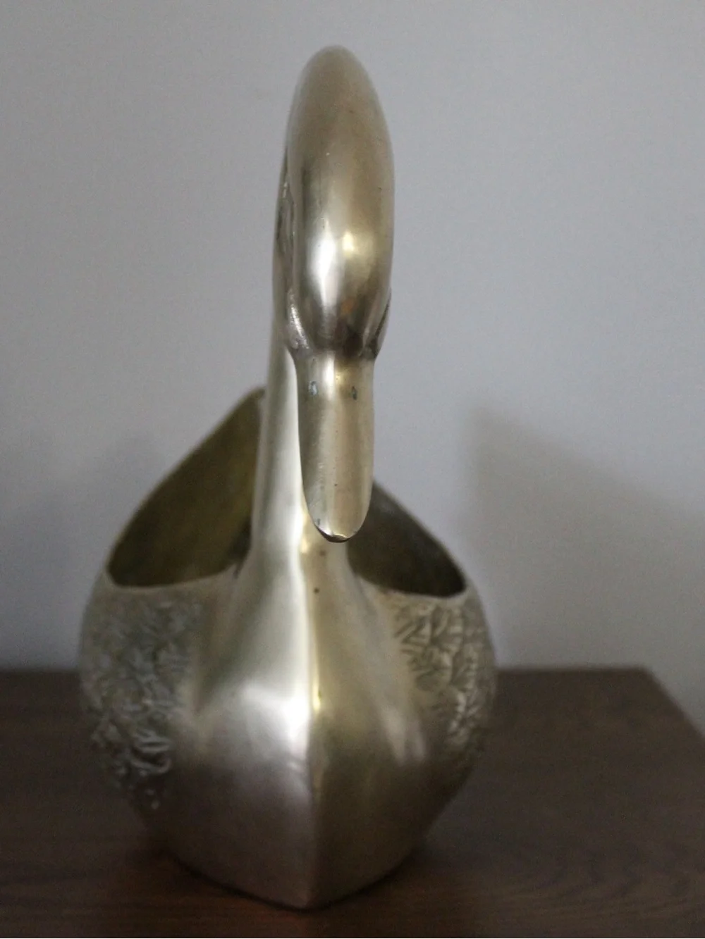 Vintage 1970s extra large Brass Swan Planters set of 2